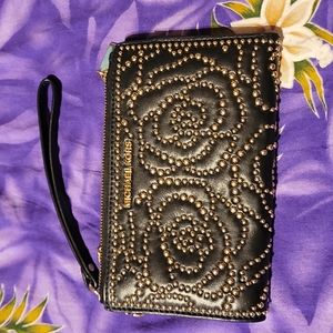 Michael Kors Adele Rose Studded Leather Smartphone Wallet Black